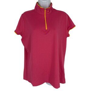 Nike Golf Dri-Fit Womens Pink & Yellow Short Sleeve 1/4 Zip Pullover XL